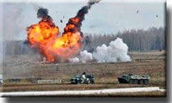 Взрывы макетов танков