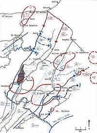Карта боевых действий в долине Бекаа